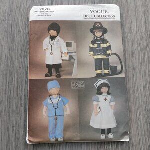 18" Doll Clothes Sewing Pattern Costumes Firefighter Nurse Doctor UNCUT 7678